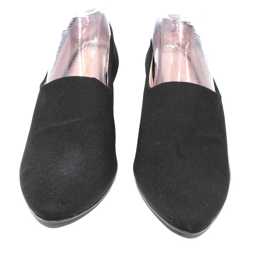 Taryn Rose Womens Sz 9.5 Yvonne Black Pumps Stacked Wedge Slip On 3" High Heels - Picture 3 of 12